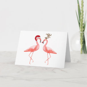 Cartes Pour Fêtes Annuelles Flamants roses Père Noël et Noël de Rudolph