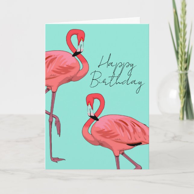 Cartes Pour Fêtes Annuelles Flamants roses roses Chauds Anniversaire Voeux (Devant)