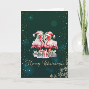 Cartes Pour Fêtes Annuelles Flamants roses roses présente Snowflakes Holiday