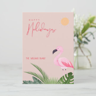 Cartes Pour Fêtes Annuelles Flamingo de Noël de Plage Tropicale
