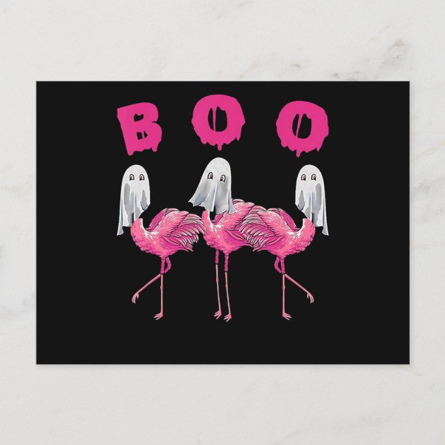 Cartes Pour Fêtes Annuelles Flamingo | Flamingo Fantôme Boo Costume d'Hallowee (Devant)