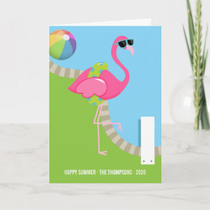 Cartes Pour Fêtes Annuelles Flamingo Rose Cool Été Famille Photo de Salutation
