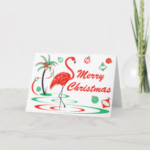 Cartes Pour Fêtes Annuelles Flamingo rouge de Noël paysage joyeux Noël