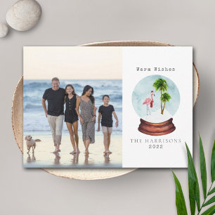 Cartes Pour Fêtes Annuelles Flamingo Souhaits Chauds Globe de Neige Noël Photo