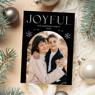 Cartes Pour Fêtes Annuelles Flamme de neige Joyeuse moderne Arche noire Photo