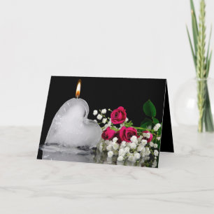 Cartes Pour Fêtes Annuelles flamme sur le coeur de glace avec anniversaire ros
