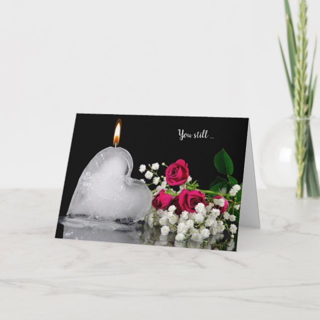 Cartes Pour Fêtes Annuelles flamme sur le coeur de glace avec roses (Devant)
