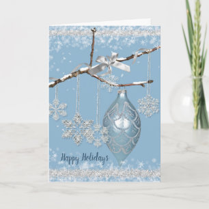 Cartes Pour Fêtes Annuelles Flammes de neige de vacances avec ornement