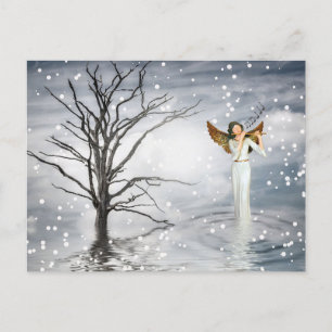 Cartes Pour Fêtes Annuelles Flammes de neige d'hiver Angel Jouer de la musique