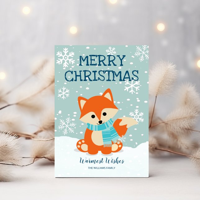 Cartes Pour Fêtes Annuelles Flammes de neige Fox Woodland Animal Noël (Créateur téléchargé)