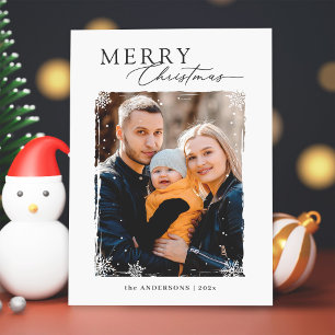 Cartes Pour Fêtes Annuelles Flammes de neige modernes superposer Joyeux Noël P