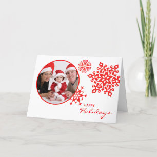 Cartes Pour Fêtes Annuelles Flammes de neige rouges Plié Photo Noël