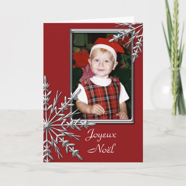 Cartes Pour Fêtes Annuelles Flammes de neige sur Red Joyeux Noël (Devant)