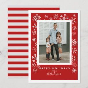 Cartes Pour Fêtes Annuelles Flammes de neige sur une photo rouge Noël
