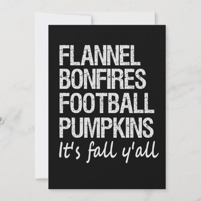 Cartes Pour Fêtes Annuelles Flannel Bonfires Football Citrouilles C'est l'auto (Devant)