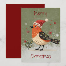 Flat Holiday Card in Scandinavian Folk Art style 