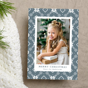 Cartes Pour Fêtes Annuelles Fléau de neige nordique Slate Blue Photo Motif