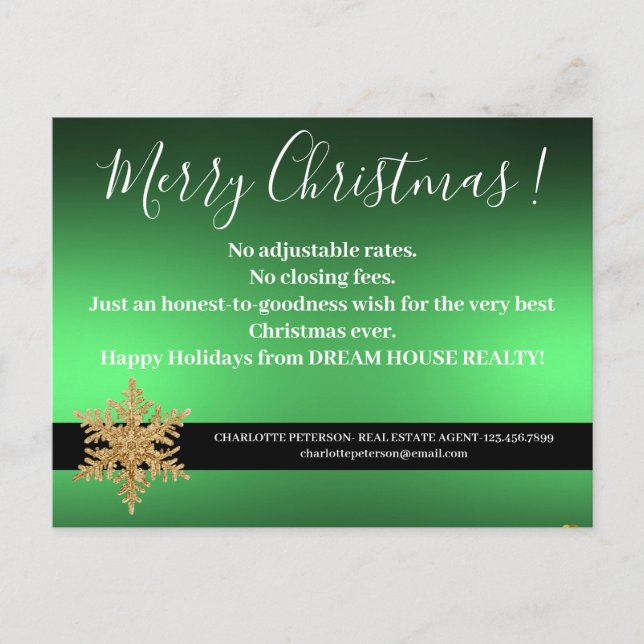 Cartes Pour Fêtes Annuelles Fléau de neige Vert Noël Immobilier Agriculture (Devant)