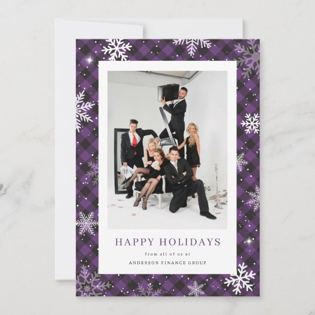 Cartes Pour Fêtes Annuelles Fléau de neige violacé Plaid Photo Entreprise (Devant)