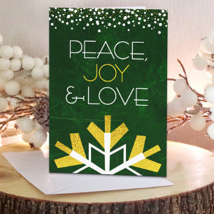 Cartes Pour Fêtes Annuelles Flèche de neige moderne Gold Foil Paix Joie Amour 