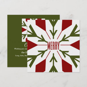 Cartes Pour Fêtes Annuelles Flèche de neige verte et rouge avec texte MERRY