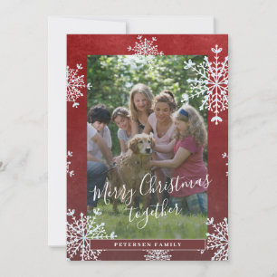Cartes Pour Fêtes Annuelles Flèches blanches 2 photos famille Noël rouge