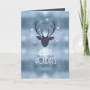 Cartes Pour Fêtes Annuelles Flèches de cerfs Antlers Noel bleu ID861