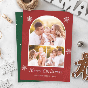 Cartes Pour Fêtes Annuelles Flèches de neige blanches rouges classiques 3 Phot