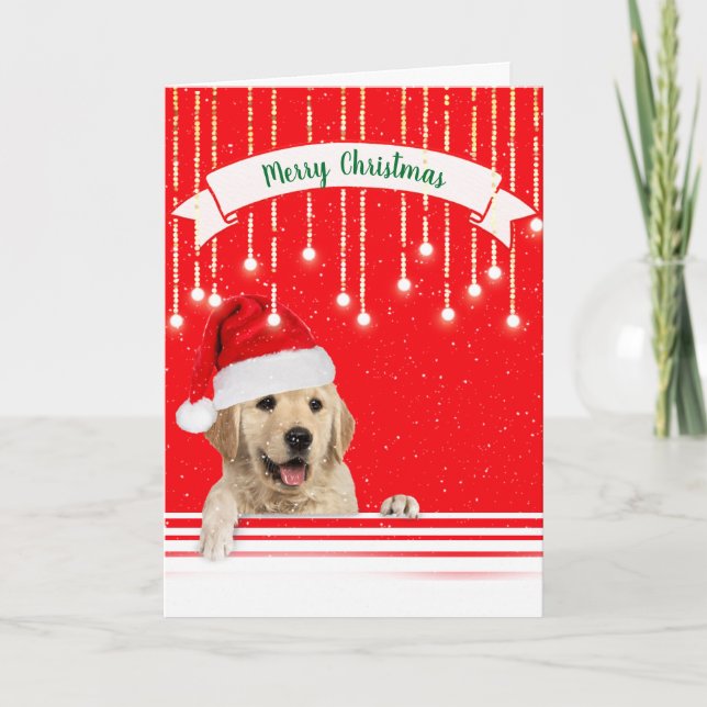 Cartes Pour Fêtes Annuelles Flèches de neige de Noël Golden Retriever (Devant)