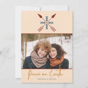 Cartes Pour Fêtes Annuelles Flèches modernes Boho Paix sur Terre Photo de Fête