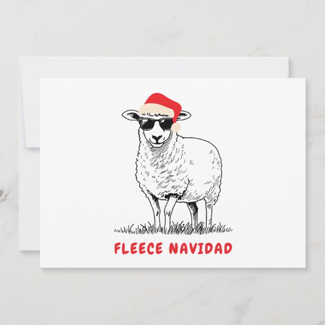 Cartes Pour Fêtes Annuelles Fleece Navidad Sheep dans les lunettes de soleil (Devant)