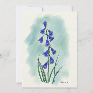 Cartes Pour Fêtes Annuelles Fleur d'aquarelle Blue Bell