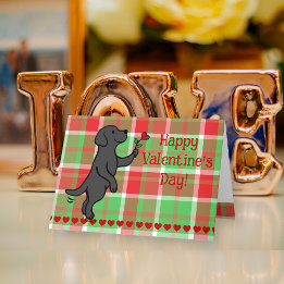Cartes Pour Fêtes Annuelles Fleur de coeur minuscule du Labrador noir Valentin