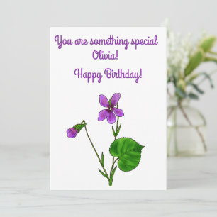 Cartes Pour Fêtes Annuelles Fleur de naissance de février Aquarelle Violet Min