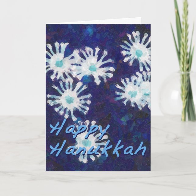 Cartes Pour Fêtes Annuelles Fleur de neige Hanoukka Blue Illustration (Devant)