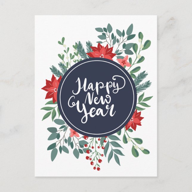 Cartes Pour Fêtes Annuelles Fleur de Noël | Bonne année (Devant)