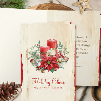 Cartes Pour Fêtes Annuelles Fleur de Noël florale vintage aquarelle poinsettia