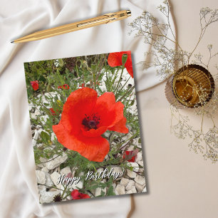 Cartes Pour Fêtes Annuelles Fleur de pavot rouge Portugal Photographie, Voyage