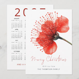 Cartes Pour Fêtes Annuelles Fleur de Pōhutuka Calendrier 2027 Joyeux Noël 