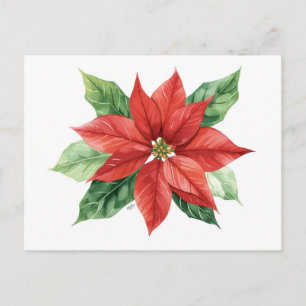 Cartes Pour Fêtes Annuelles Fleur de Poinsettia Rouge Aquarelle Classique