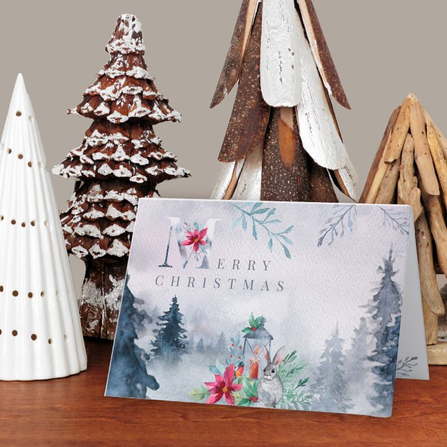 Cartes Pour Fêtes Annuelles Fleur d'hiver de la forêt (Winter forest Christmas Card. Buy professionally printed or as a printable digital download.)