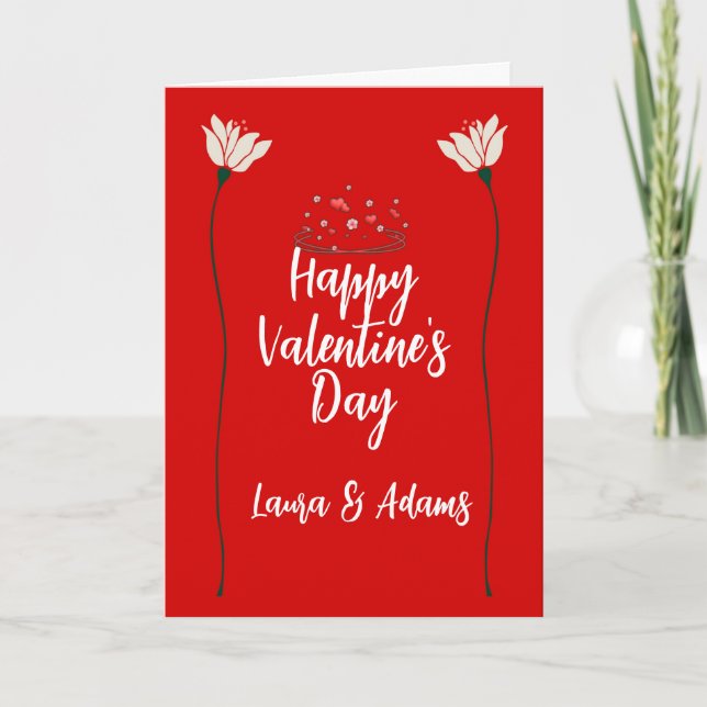 Cartes Pour Fêtes Annuelles Fleur et Coeurs couple valentines jour (Devant)
