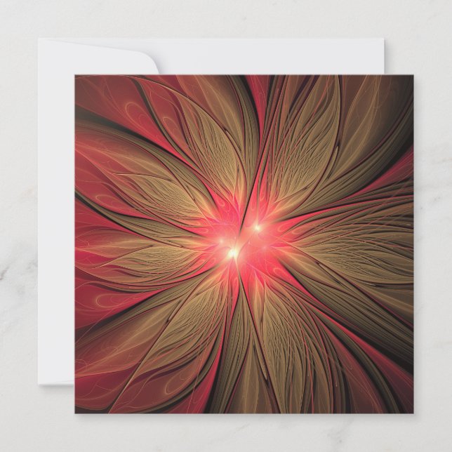 Cartes Pour Fêtes Annuelles Fleur fractale de fansy rouge (Devant)