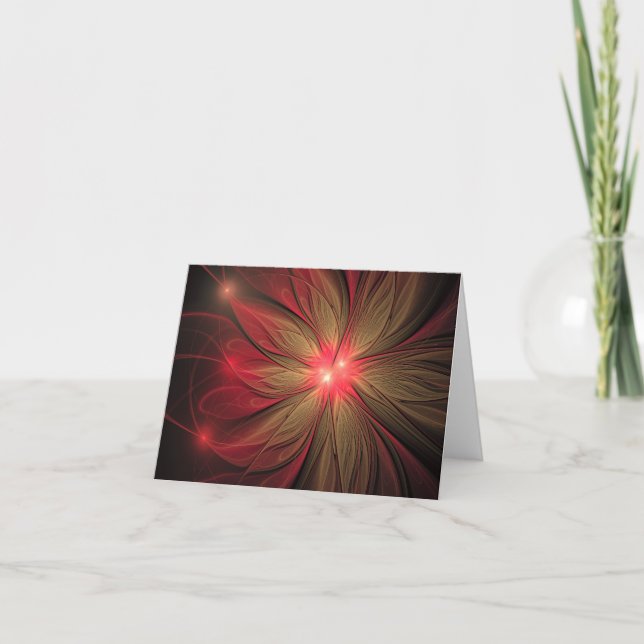 Cartes Pour Fêtes Annuelles Fleur fractale de fansy rouge (Devant)