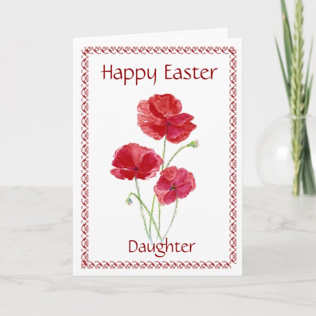 Cartes Pour Fêtes Annuelles Fleur heureuse de Pâques de fille, pavot (Devant)