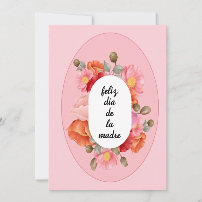 Cartes Pour Fêtes Annuelles Fleur rose Bonne Fête des mères en espagnol (Devant)