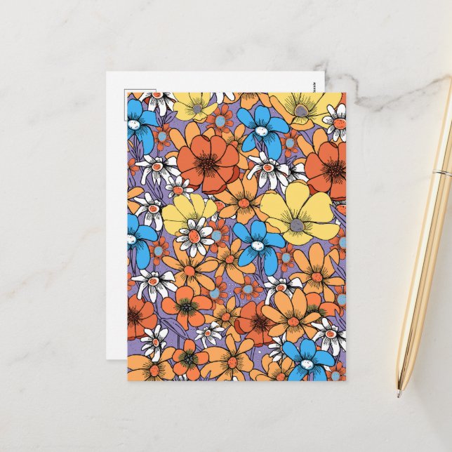 Cartes Pour Fêtes Annuelles Fleur sauvage (Devant/Arrière en situation)