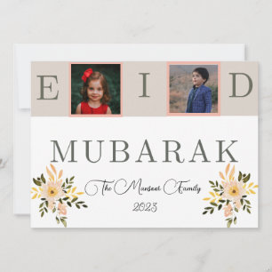 Cartes Pour Fêtes Annuelles Fleurs beige et pêche Aïd salutations