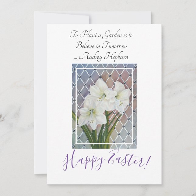 Cartes Pour Fêtes Annuelles Fleurs blanches Amaryllis Salutation de Pâques (Devant)
