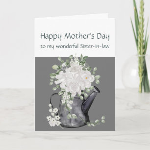Cartes Pour Fêtes Annuelles Fleurs blanches de la fête des mères pour belle-sœ